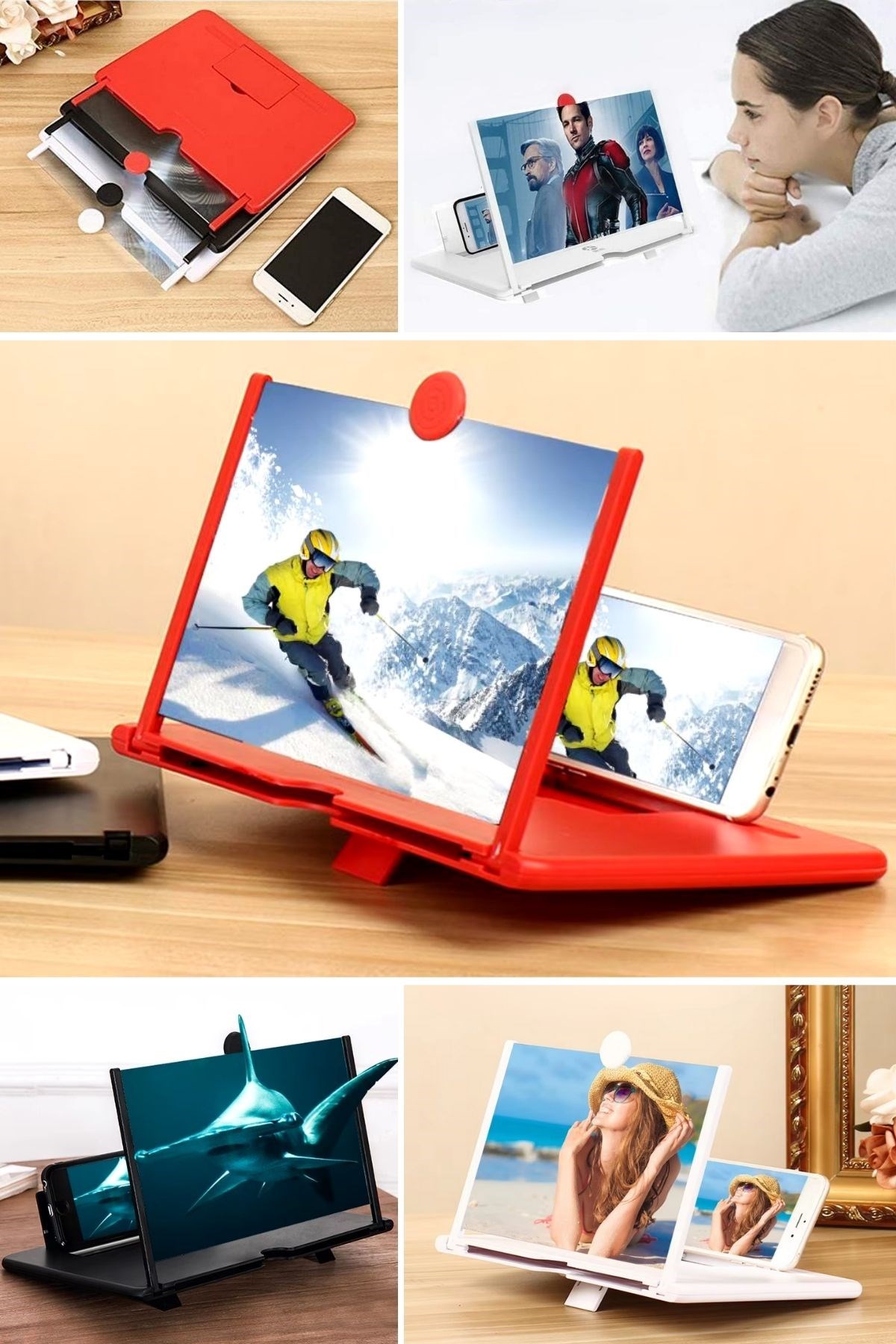 Telefon ve Tablet Ekran Büyütücü Aparat Kırmızı (4707) Telefon ve Tablet Ekran Büyütücü Aparat Kırmızı (4707)