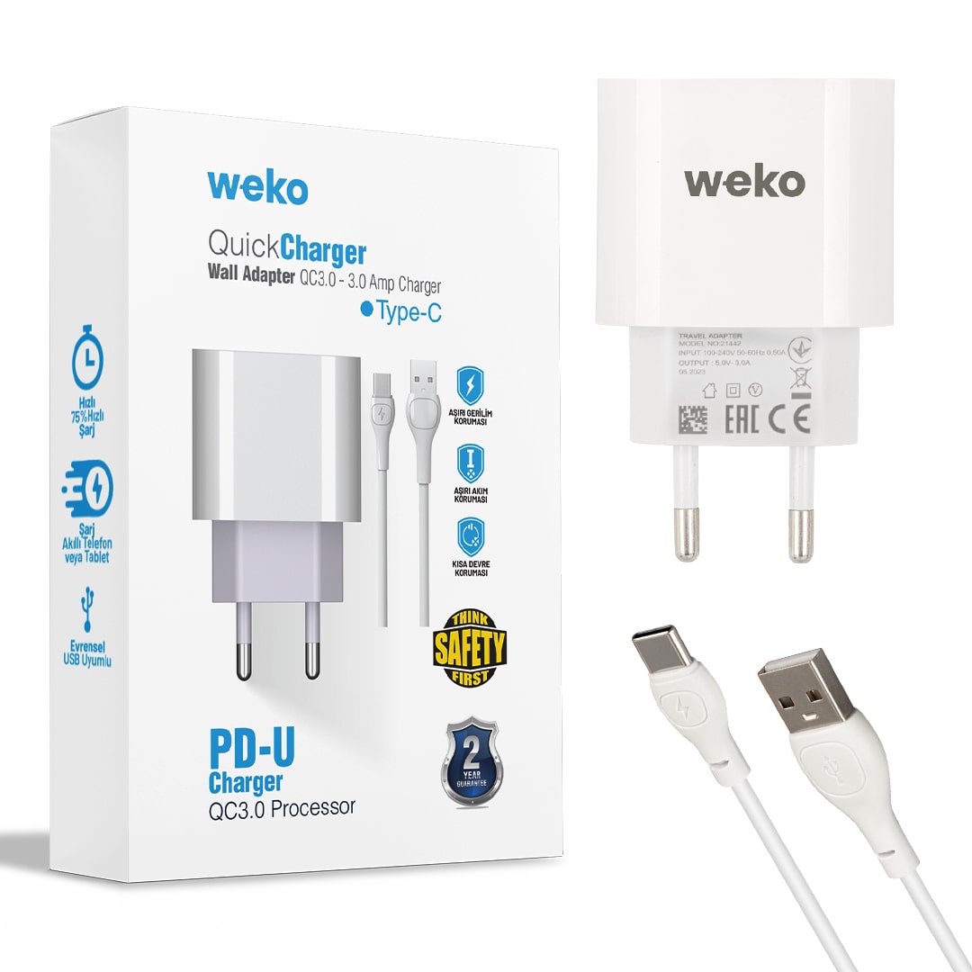 WK-21442 PDU QC 3.0 AMPER ŞARJ BAŞLIK ADAPTÖRÜ + TYPE-C KABLO (NO:1) (4707) WK-21442 PDU QC 3.0 AMPER ŞARJ BAŞLIK ADAPTÖRÜ + TYPE-C KABLO (NO:1) (4707)
