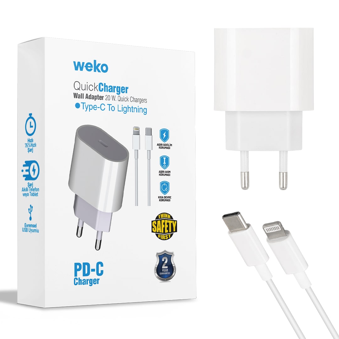 WK-21443 PD-C 20 WATT TYPE-C ŞARJ BAŞLIK ADAPTÖRÜ + TYPE-C TO LIGHTNING KABLO (NO:9) (4707) WK-21443 PD-C 20 WATT TYPE-C ŞARJ BAŞLIK ADAPTÖRÜ + TYPE-C TO LIGHTNING KABLO (NO:9) (4707)