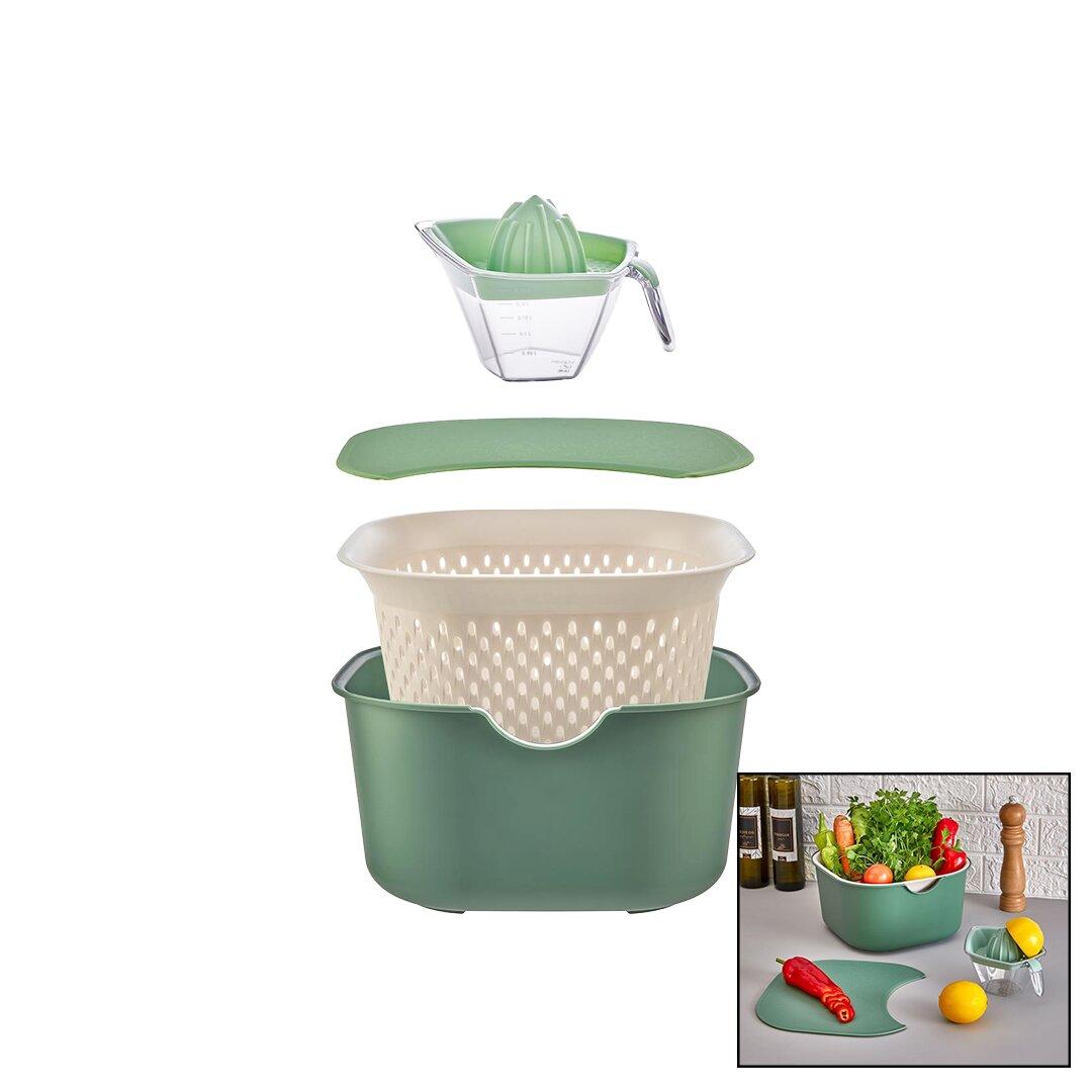 YEŞİL 5PCS MUTFAK SETİ PLS.KARIŞTIRMA KAP=4LT - SÜZGEÇ=3.5LT - KESİM PANO - SIKACAK=0.25LT (4707) YEŞİL 5PCS MUTFAK SETİ PLS.KARIŞTIRMA KAP=4LT - SÜZGEÇ=3.5LT - KESİM PANO - SIKACAK=0.25LT (4707)