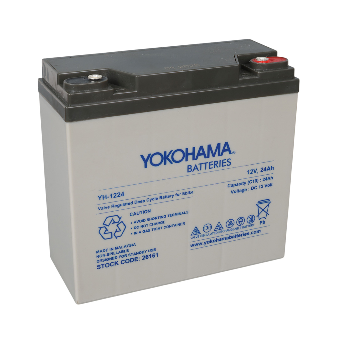YOKOHAMA YH-1224 12 VOLT - 24 AMPER ELEKTRİKLİ BİSİKLET AKÜSÜ (180 X 76 X 167 MM) (4707) YOKOHAMA YH-1224 12 VOLT - 24 AMPER ELEKTRİKLİ BİSİKLET AKÜSÜ (180 X 76 X 167 MM) (4707)