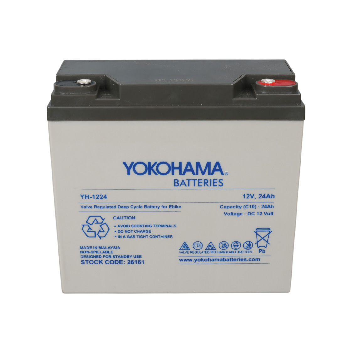 YOKOHAMA YH-1224 12 VOLT - 24 AMPER ELEKTRİKLİ BİSİKLET AKÜSÜ (180 X 76 X 167 MM) (4707) YOKOHAMA YH-1224 12 VOLT - 24 AMPER ELEKTRİKLİ BİSİKLET AKÜSÜ (180 X 76 X 167 MM) (4707)