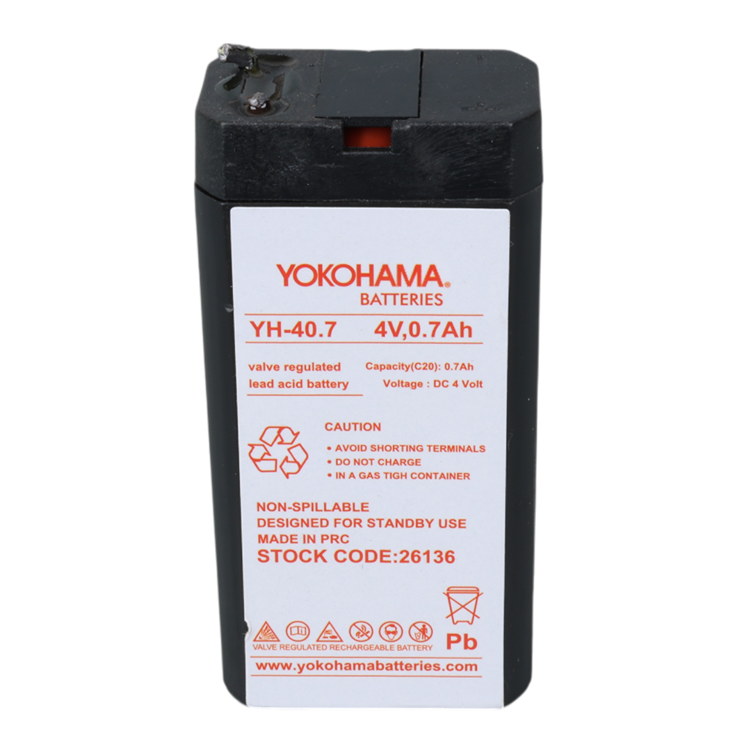 YOKOHAMA YH-40.7 4 VOLT - 0.7 AMPER KURU AKÜ (34X22X64 MM) (4707) YOKOHAMA YH-40.7 4 VOLT - 0.7 AMPER KURU AKÜ (34X22X64 MM) (4707)
