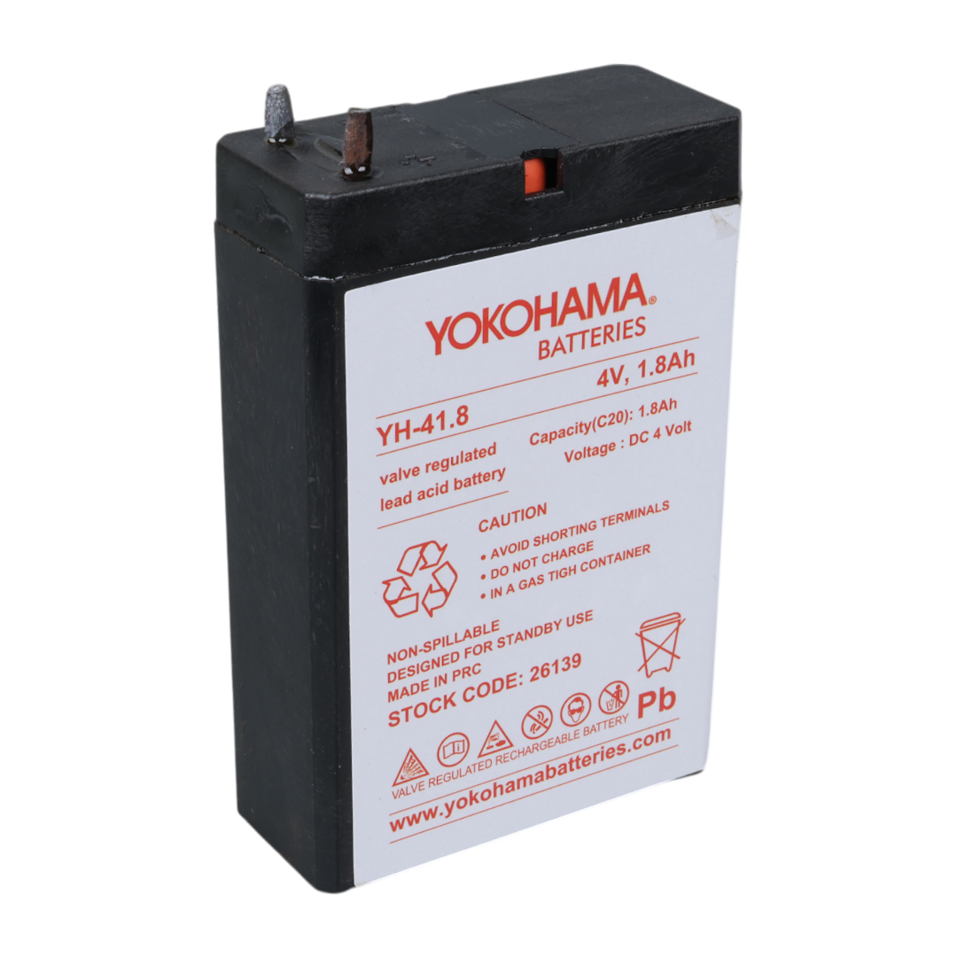 YOKOHAMA YH-41.8 4 VOLT - 1.8 AMPER KURU AKÜ (50 X 76 X 22 MM) (4707) YOKOHAMA YH-41.8 4 VOLT - 1.8 AMPER KURU AKÜ (50 X 76 X 22 MM) (4707)