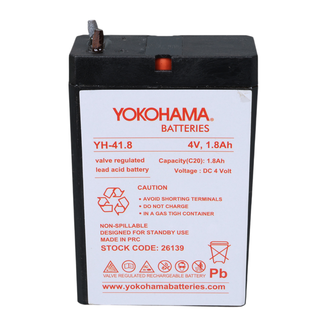 YOKOHAMA YH-41.8 4 VOLT - 1.8 AMPER KURU AKÜ (50 X 76 X 22 MM) (4707) YOKOHAMA YH-41.8 4 VOLT - 1.8 AMPER KURU AKÜ (50 X 76 X 22 MM) (4707)