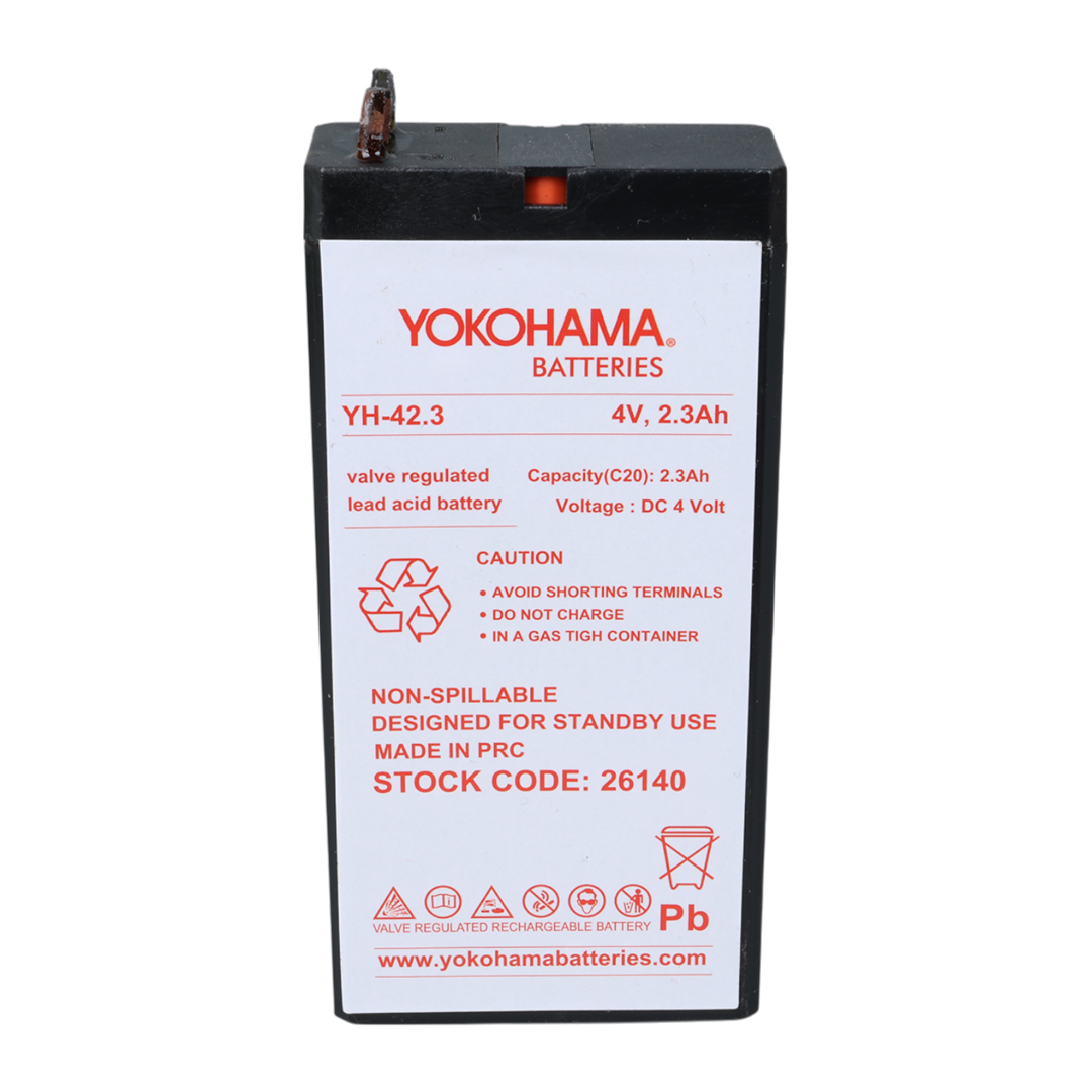 YOKOHAMA YH-42.3 4 VOLT - 2.3 AMPER KURU AKÜ (50 X 100 X 22 MM) (4707) YOKOHAMA YH-42.3 4 VOLT - 2.3 AMPER KURU AKÜ (50 X 100 X 22 MM) (4707)