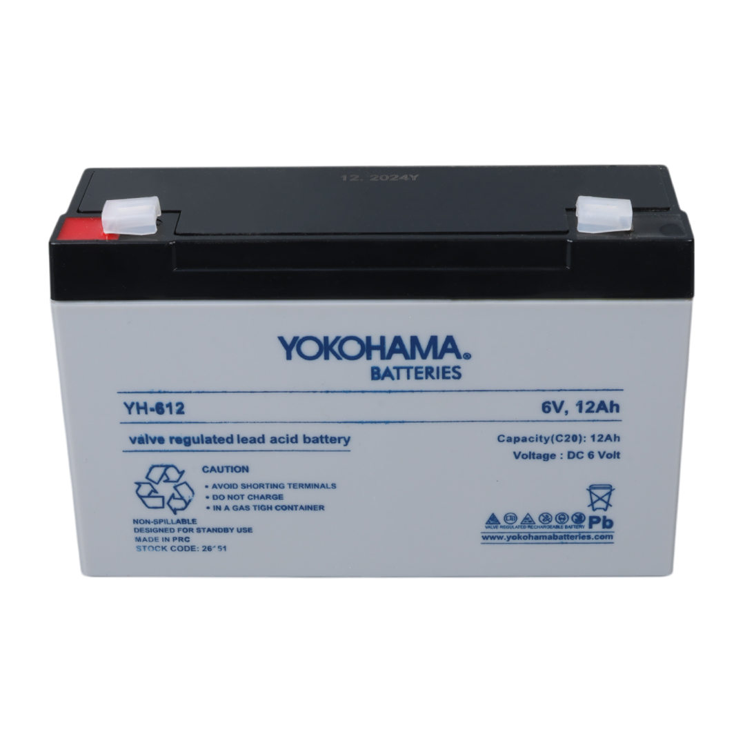 YOKOHAMA YH-612 6 VOLT - 12 AMPER KURU AKÜ (150 X 50 X 94 MM) (4707) YOKOHAMA YH-612 6 VOLT - 12 AMPER KURU AKÜ (150 X 50 X 94 MM) (4707)