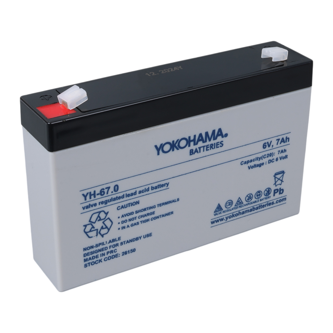 YOKOHAMA YH-67.0 6 VOLT - 7 AMPER KURU AKÜ (150 X 30 X 94 MM) (4707) YOKOHAMA YH-67.0 6 VOLT - 7 AMPER KURU AKÜ (150 X 30 X 94 MM) (4707)