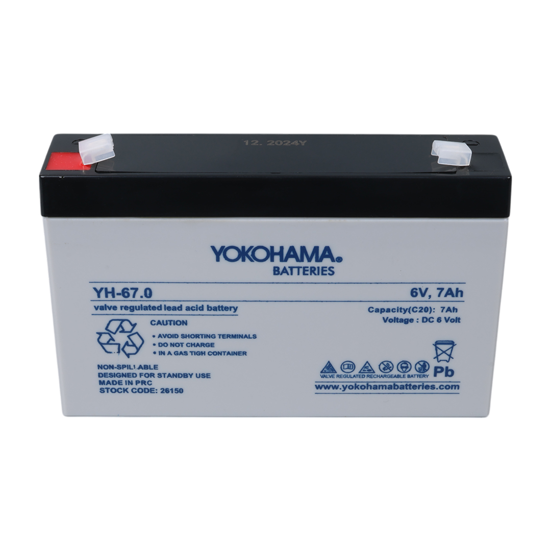 YOKOHAMA YH-67.0 6 VOLT - 7 AMPER KURU AKÜ (150 X 30 X 94 MM) (4707) YOKOHAMA YH-67.0 6 VOLT - 7 AMPER KURU AKÜ (150 X 30 X 94 MM) (4707)